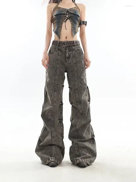 Jeans para hombres 2023 Otoño High Street Pantalones de mezclilla vintage europeos y americanos personalizados Diseño resistente antiguo para mujer Micro acampanado