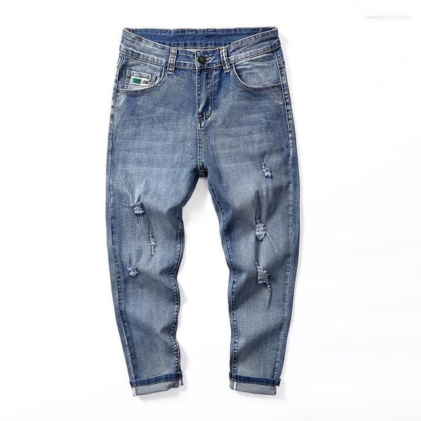 Jeans pour hommes 2023 noir bleu Cargo hommes mode Streetwear Denim survêtement pantalon décontracté Baggy trou Harem Jean pantalon grande taille 42