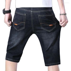 Jeans masculin 2023 Blue Soft Denim Short pour les hommes Mens Summer Strethard Light Weight Jean Longueur Pantalon