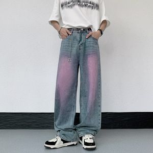 Jeans pour hommes 2023 Cyber Y2K Mode Purple Peinture Baggy Pantalon pour hommes Vêtements Femmes droites Pantalons en denim à jambes larges Vetements Homme 230909