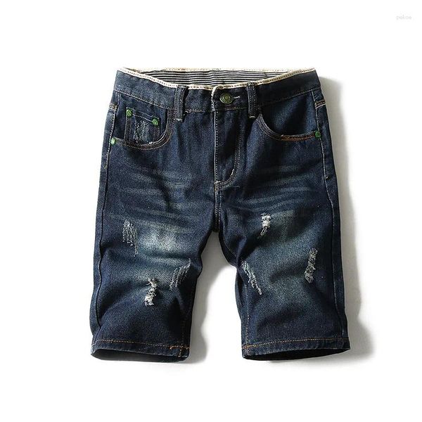 Jeans pour hommes 2023 Shorts en denim Style mince Pantalon à cinq points Pantalons décontractés Trou d'été Grande taille