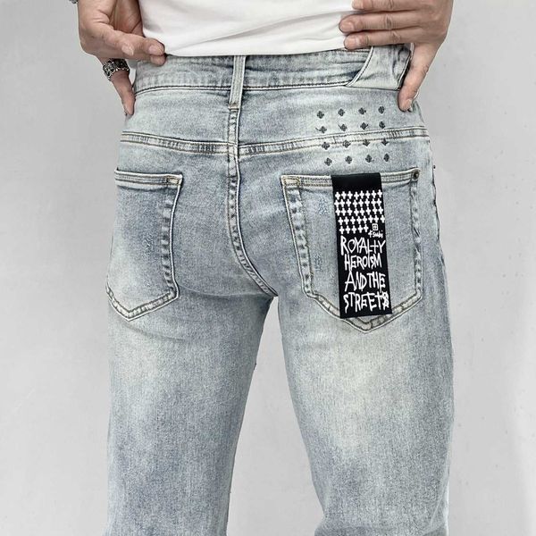 Jeans masculin 2023 Designer Ksubi Jeans pour hommes pantalons de l'homme RIP RIP Denim Biker Grey Paint Détresse Stretch Motorcycle Bone Halloween Purple Jeans pour hommes 436GHMRD2