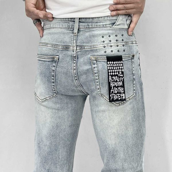 Jeans masculin 2023 Designer Ksubi Jeans pour hommes pantalons rip denim motard gris peinture détresse extension moto halloween jeans violet pour hommes 436GHQN77