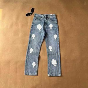 Jeans pour hommes 2023 Designer Make Old Washed Chrome Straight Pantalon Heart Letter Prints Long