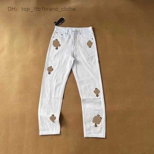 Heren jeans 2023 Designer maak oude gewassen chroom rechte broek hartafdrukken lang 1 5yx6