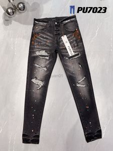 Jeans pour hommes 2023 Designer Purple Brand Jeans Slim Denim Jogger Pantalon à boutons pour hommes Casual