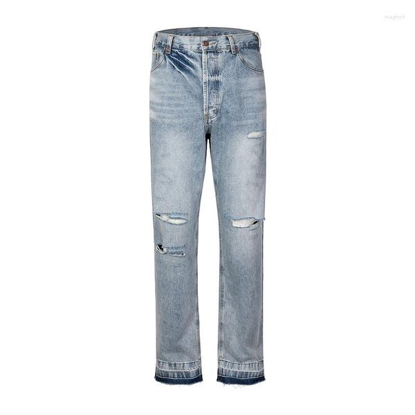 Jeans para hombres 2023 Moda Pantalones de agujero angustiado Hombres al por mayor Hacer viejos pantalones de mezclilla azul