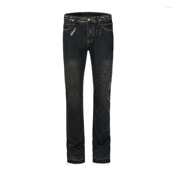 Jeans pour hommes 2023 mode en détresse trou rayé pantalon hommes lavé Street Style spirale Denim pantalon