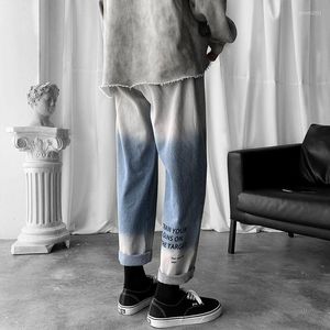 Jeans pour hommes 2023 Mode Hommes Marque Ins Hip Hop Dégradé Déchiré Pour Hommes Solide Coton Pleine Longueur Mi Noir Couleur Vente Lavé
