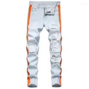 Jeans pour hommes 2023 Mode Hommes Coton Ripped Trou Casual Slim Skinny Blanc Noir Jean Hommes Pantalon Mâle Hip Hop Denim Pantalon