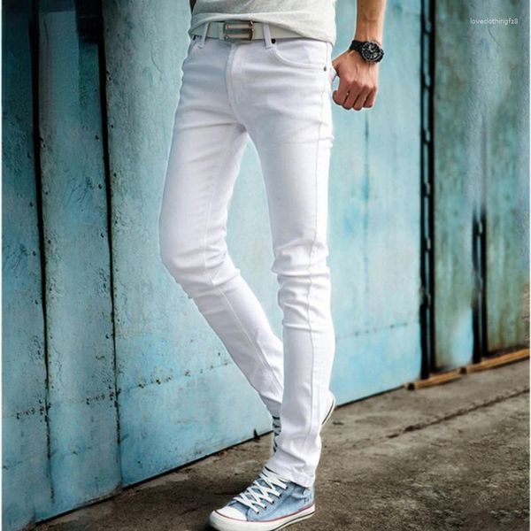 Pantalones vaqueros para hombre 2023, pantalones blancos ajustados a la moda para hombre, pantalones casuales para hombre, pantalones ajustados de lápiz para niños, pantalones de Hip Hop para hombre