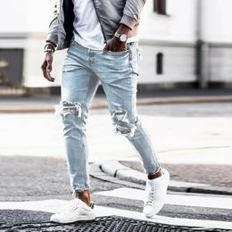 Jeans para hombres 2023 Moda Street Style Ripped Skinny Men Vintage Solid Denim Pantalón para hombre Casual Slim Fit Lápiz Pantalones 231214