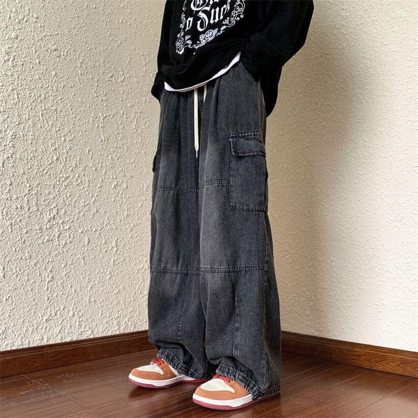 Jeans da uomo 2023 Pantaloni alla moda Pantaloni in denim Streetwear Hip Hop Vita bassa Larghi per uomo Coreano Y2k Donna Cargo Punk Vestire