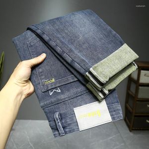 Jeans pour hommes 2023 Ajusté droit Stretch Denim Style classique Badge Jeunesse Business Pantalon décontracté