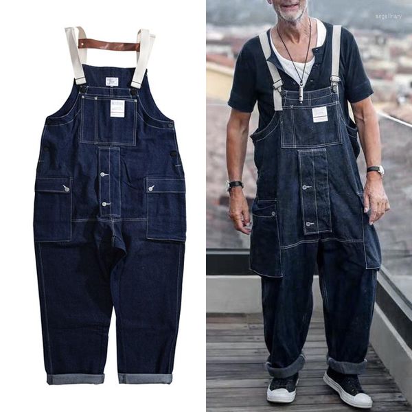 Jeans pour hommes 2023 haute qualité Denim salopette hommes Cargo travail bavoir pantalon mâle fonctionnel multi-poches hommes Streetwear combinaisons