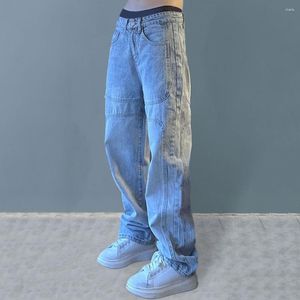 Jeans pour hommes 2023 Mode coréenne Baggy Classique Unisexe Homme Droit Denim Pantalon à jambes larges Hip Hop Bagy Bleu clair