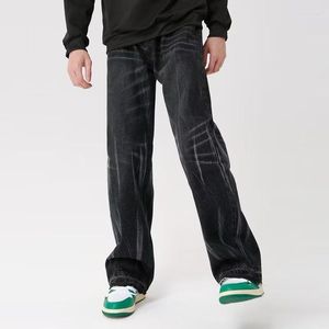 Jeans pour hommes 2023 mode coréenne rayé Baggy Kpop Y2K pantalon hommes vêtements droite Vintage noir décontracté Denim pantalon Ropa Hombre