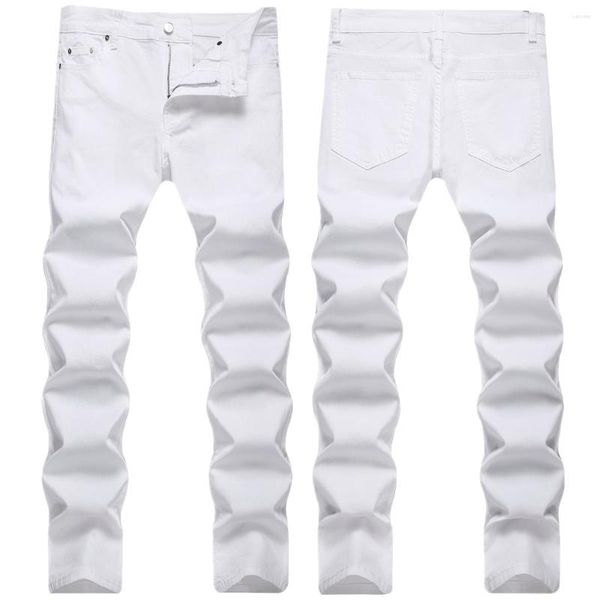 Jeans para hombres 2023 Pantalones ajustados blancos para hombres Business Four Seasons Precio al por mayor de alta calidad