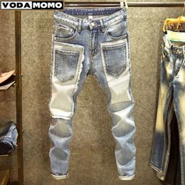 Heren jeans 2023 mannen denim jeans recht versleten gat jeans Europa en Amerika klassieke oude broek pantalones hombre y2k streetwear vrachtbroek 240423