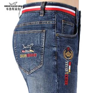 Men's Jeans 2023 hommes Jean hiver épaissir Bruce requin nouveaux hommes pantalons mode décontracté jambe droite Jean hommes doux pantalon ample grande taille 42L231003