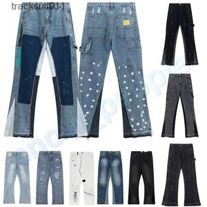 Jeans pour hommes 2023 Designers pour hommes Hip Hop évasé épissé en détresse déchiré Slim Fit Denim Pantalon Mans Streetwear Pantalon lavé Taille S-XL 240229