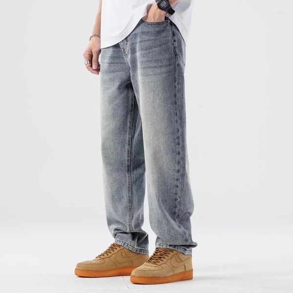 Jeans para hombres 2023 Hombres de talla grande Moda Blue pantalones casuales rectos para la primavera y el verano