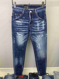 Herenjeans 2023 Nieuwe Vier Seizoenen Jeans Heren D2 Jeans Elastisch Slim Fit 9 inch Broek D2 Broek Europees Station Heavy Craft Hoge kwaliteit Tren J230904