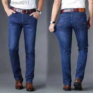 Jeans pour hommes 2023 nouveaux hommes jean droit pantalon élastique classique tenue décontracté taille moyenne pantalon décontracté bleu noir couleur taille 38 L230926