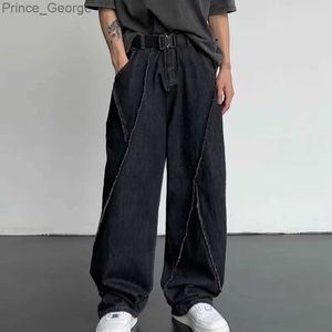 Jeans pour hommes 2023 nouveau jean d'été hommes Patchwork Denim pantalon mâle surdimensionné ample décontracté pantalon large Streetwear Harajuku ClothingL2403