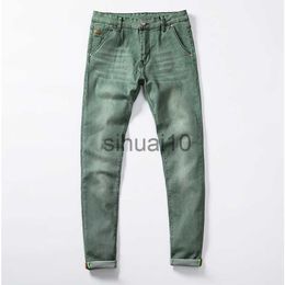 Heren Jeans 2023 Nieuw Mode Heren Jeans Slim Fit Elastische Potlood Broek Kaki Blauw Groen Kleur Katoen Merk Klassieke Jeans Mannen Skinny Jeans J230728