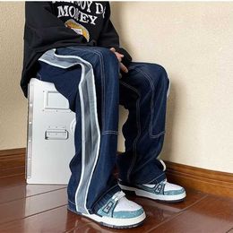 Jeans pour hommes 2023 Patchwork taille élastique Baggy hommes Jeans pantalons Y2K vêtements pantalons de survêtement mâle Hip Hop cordon Denim pantalon Vetement Homme Z0508