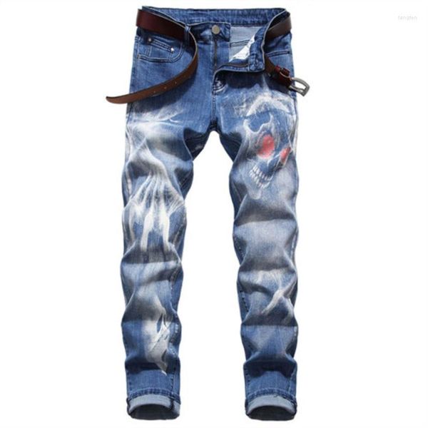 Jeans pour hommes 2023 grande taille 3D impression numérique Stretch Denim pantalon bleu noir blanc pantalon hommes mode pantalons 28-34 36 38 40 42