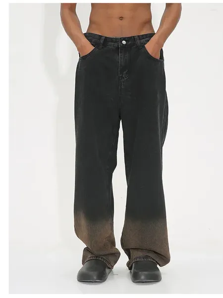 Jeans para hombres 2023 Producto Y2K Tie-Dye Gradiente Coreano Suelto Recto Versátil Pantalones de pierna ancha para hombres y mujeres