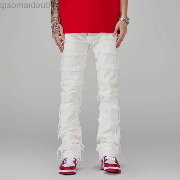 Jeans pour hommes 2023 Punk Stacked White Straight Y2K Grunge Jeans Pantalons Hommes Nouvelle Mode Hip Hop Kpop Femmes Coton Vieux Long Pantalon Ropa Hombre L230724