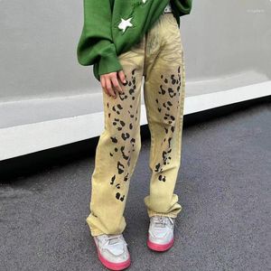 Jeans masculin 2023 Punk Style Leopard Print Khaki Vintage Baggy Men Pantal