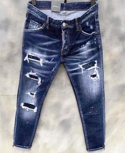Jeans pour hommes 2023 Ripped Light Blue Holes Long Qualité Mâle Stretch Slim Pantalon Hommes Skinny Vêtements