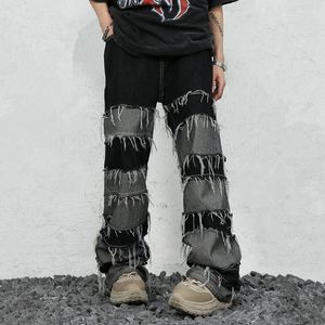 Heren jeans 2023 ropa grunge y2k streetwear gestapelde baggy broek mannen kleding patchwork rechtdom los