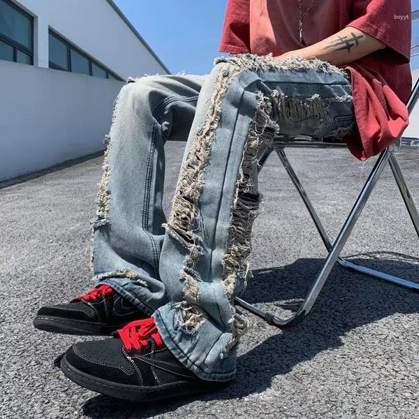 Jeans para hombres 2023 Ropa Grunge Y2K Streetwear Hip Hop Pantalones rasgados Hombres Ropa Baggy Straight Washed Blue Denim Pantalones Pantalon Homme