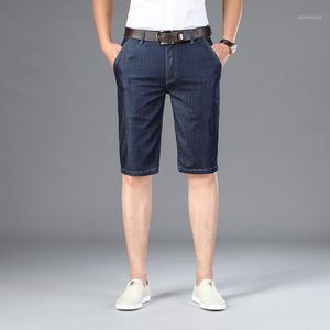 Pantalones vaqueros para hombre 2023, venta de pantalones cortos de mezclilla de talla grande de Modal de verano incoloro, pantalones de cinco puntos, informal de negocios para papá joven y de mediana edad