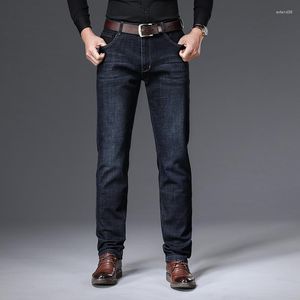 Jeans pour hommes 2023 doux noir Stretch hommes élastique Social Denim pantalon bleu foncé pantalon grande taille printemps Huaband confortable