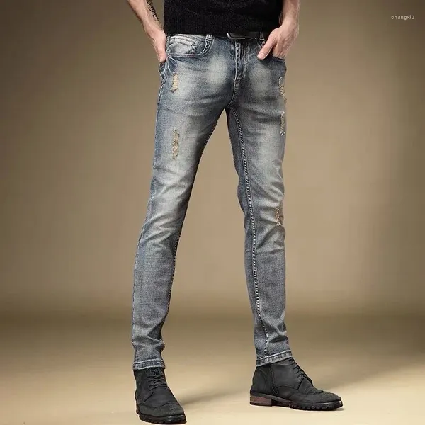 Jeans para hombres 2023 Primavera y otoño Tendencia de moda Retro Color sólido Pierna recta Casual Comfort Stretch Pantalones de alta calidad