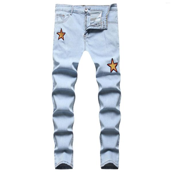 Jeans pour hommes 2023 printemps et automne étoile à cinq branches brodée tendance adolescente slim décontracté