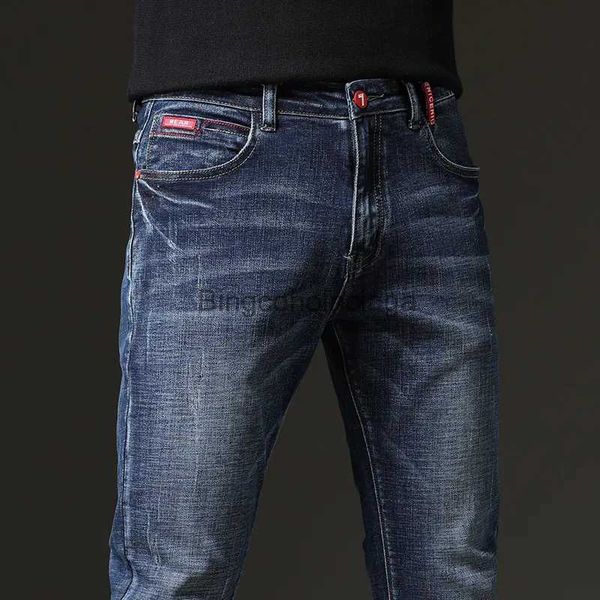 Herrenjeans 2023 Frühling Herbst Herren Blue Jeans Einfarbig Mikroelastisch Klassische Jeans Herren Straight Slim Fashion Denim Hose MaleL231003