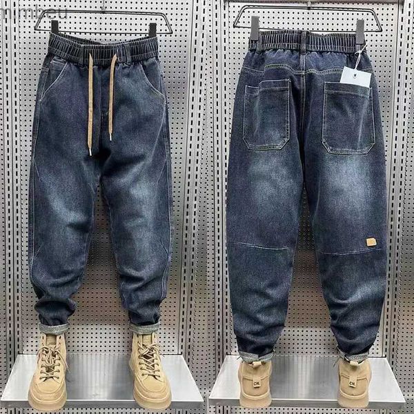 Jeans para hombres 2023 Primavera Otoño Jeans nuevos Tendencia para hombres Pantalones Haren elásticos sueltos y holgados Pantalones coreanos combinables para hombres Pantalones elásticos de calle L240108