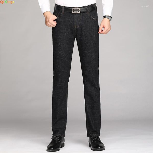 Pantalones vaqueros para hombre 2023 primavera negro estiramiento negocios Casual cintura alta Sub pantalones de mezclilla sueltos pantalones de talla grande para hombre 29-38 40