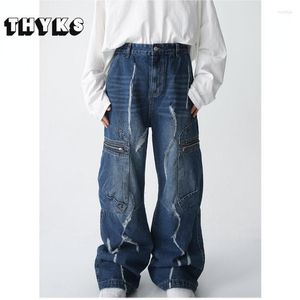 Jeans pour hommes 2023 printemps poches multiples hommes noir droite Baggy haute rue Hip-hop Denim pantalon hommes Cargo Y2k pantalon Streetwear