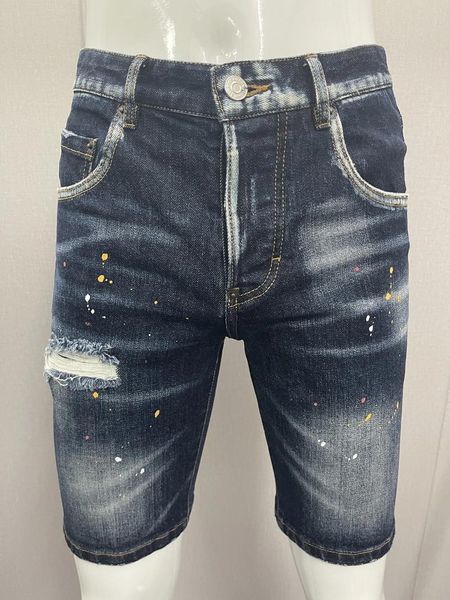 Jeans para hombres 2023 Primavera / Verano Capris Trendy Wash Black Slim Fit Micro Elástico Estampado Graffiti Shorts