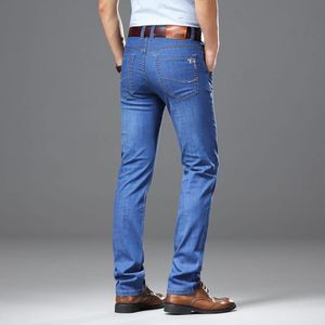 Jean homme 2023 printemps été Denim pantalon mince droit bleu foncé coupe régulière coton pantalon Long Jean grand Vaqueros homme