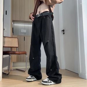 Mannen Jeans 2023 Streetwear Cargo Broek Zwart Losse Plus Size Micro Flared Harajuku Casual Denim Y2K Mannen Kleding