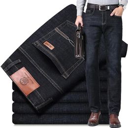 Jeans pour hommes 2023 Stretch Fit Busine Business Mode Pantalon en denim doux Pantalon de marque masculine Noir Bleu